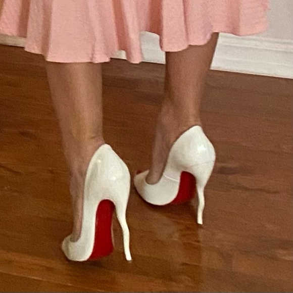CHRISTIAN LOUBOUTIN JOLLYB WHITE SQUIGGLE HEELS - Picture 13 of 13